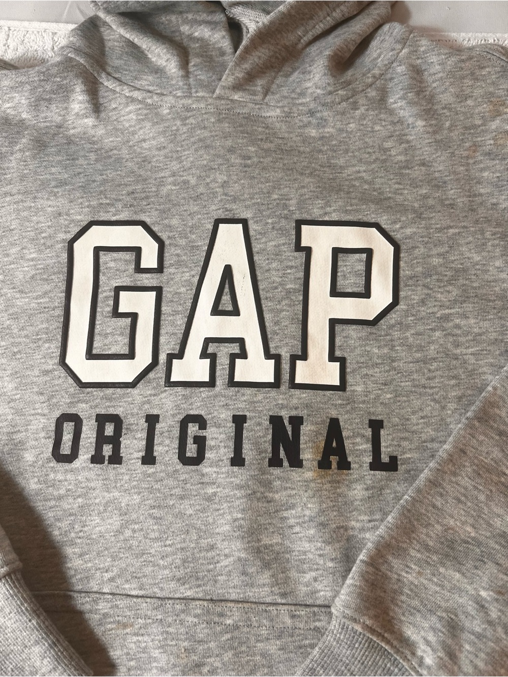 GAP Men's Hooded Sweatshirt in Heather Gray with Logo - Picture 3 of 7